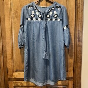 Given Kale Women's Indigo Embroidered Dress Size Small‎ Country Cowgirl